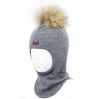 Beezy merino vilnos kepurė - šalmas su kailiniu bumbulu 1802/1